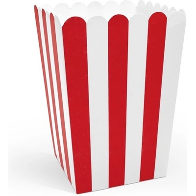 Party Deco Кутии за Пуканки в Бяло и Червено - (1 пакет / 6 бр. )
