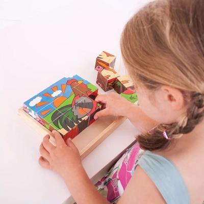 Bigjigs obrázkové kostky kubusy Farma 9 kostek – Zboží Dáma