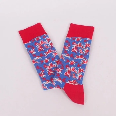 Ефектни мъжки памучни чорапи в червено и синьо