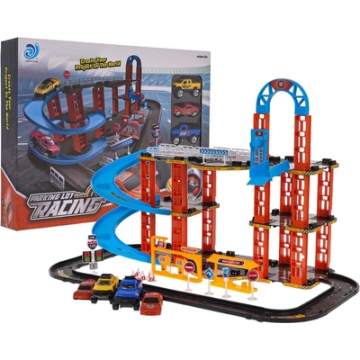 RKToys Dětský parkovací dům s autodráhou a autíčky