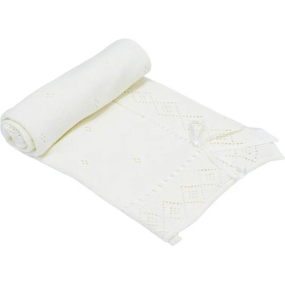 EKO - Poland Бебешко плетено одеяло - панделка, бяло