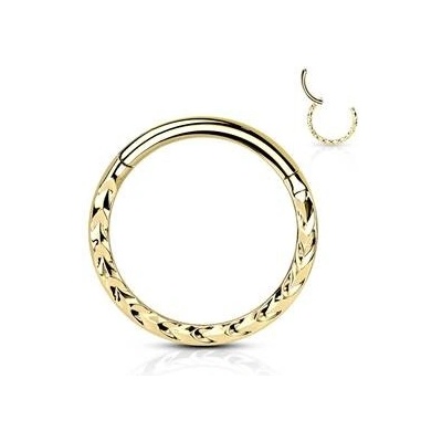 Šperky4U zlacený segment kruh s dekorem helix cartilage tragus piercing NS0052GD-1208