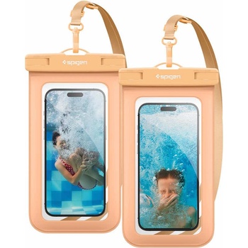 Spigen Aqua Shield A601 Universal Waterproof Case IPX8 2 Pack - 2 броя универсални водоустойчиви калъфи за смартфони до 7 инча (оранжев)