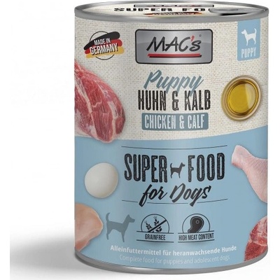 Mac’s Dog Puppy, консерва за подрастващи кучета, БЕЗ ЗЪРНО, с птиче и говеждо (мин. 70% месо), 800 гр - Германия - 911VE