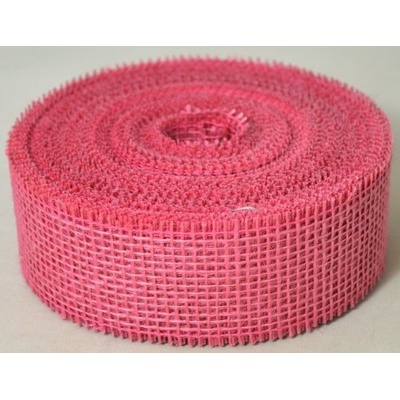 Stuha juta obšitá 50mm - 1m /více variant/, na výrobu mašlí, balení dárků Růžová – Zbozi.Blesk.cz