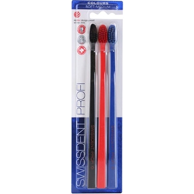 Swissdent Profi Colours Soft Medium Black Red Blue четки за зъби 3 броя унисекс 1 бр