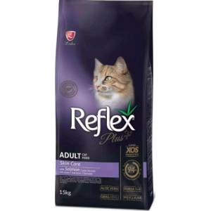 Lider Pet Food Reflex Plus Skin Care Adult Cat Food with Salmon - Пълноценна храна за пораснали котки от всички породи със Сьомга, подпомага кожата и козината 15 кг, Турция