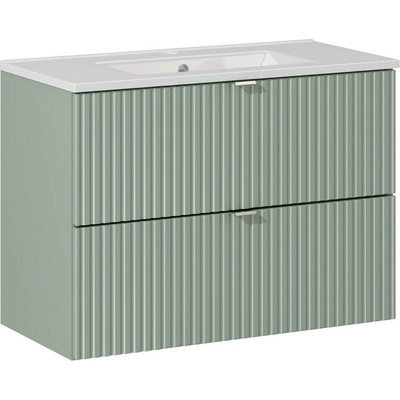Comad Koupelnová skříňka s keramickým umyvadlem Line Reed Green 80 cm - zelená