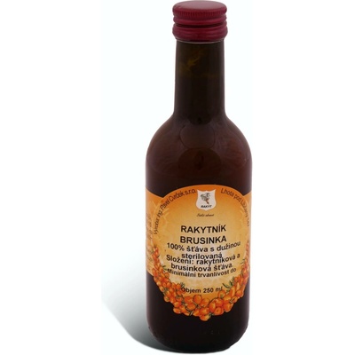 Cvrček 100% šťáva s dužinou rakytník brusinka 250 ml