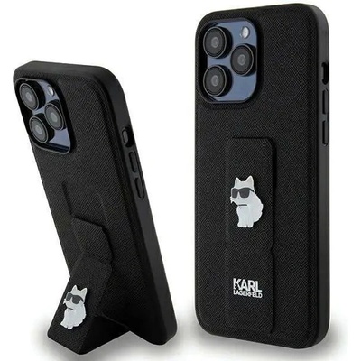 KARL LAGERFELD Кейс Karl Lagerfeld Gripstand Saffiano Choupette Pins за iPhone 13 Pro Max, черен (KF001910-0)
