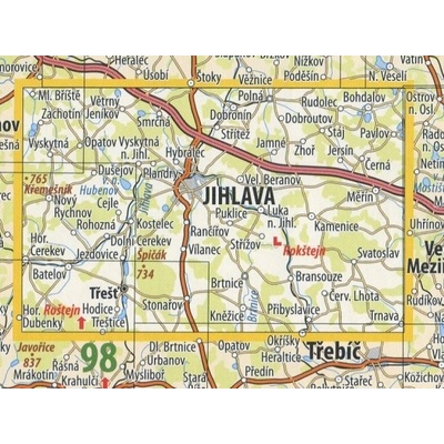 KČT 79 Jihlavsko - nástěnná turistická mapa 90 x 60 cm Varianta: mapa v dřevěném rámu, Provedení: Ticiago černý