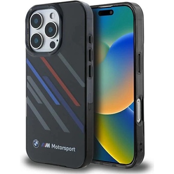 BMW Калъф BMW Motosport IML Random Stripes за iPhone 16 Pro Max - черен