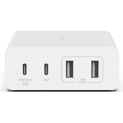 Baseus Захранване за ел. мрежа за лаптопи, смартфони и таблети с 2xUSB и 2xUSB-C изходи с технология за бързо зареждане - Belkin Boost Charge Pro 4-Port GaN Charger 108W (бял) (wch010vfwh)