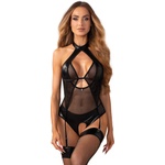 Obsessive Dominna Crotchless Teddy Black S/M