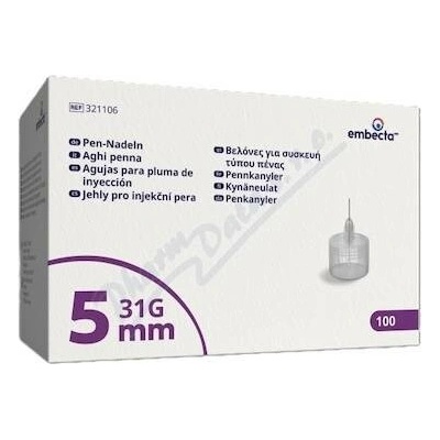 Embecta Jehly pro injekční pera 5 mm 31G 100 ks – Sleviste.cz
