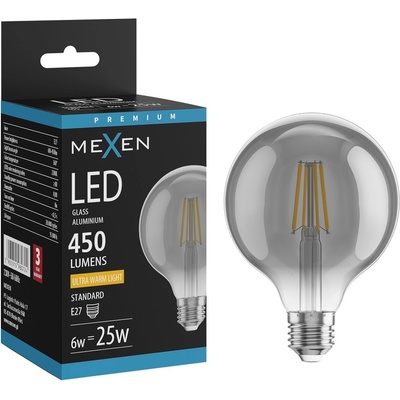 Mexen Vintis LED филаментна крушка E27, G95, 6W, Топла - 2200K, 450 lm, димна - L157-E27-0622-70 (L157-E27-0622-70)