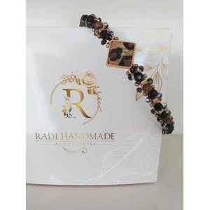 Radi handmade Официална диадема с леопардови елементи и гривна (316)