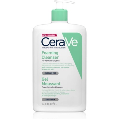 CeraVe Cleansers Foaming Cleanser пенлив почистващ гел за нормална към мазна кожа 1000ml