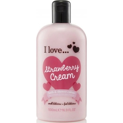 I Love Kúpeľový a sprchový krém s vôňou jahôd a sladkého krému Strawberries & Cream Bubble Bath And Shower Creme 500 ml