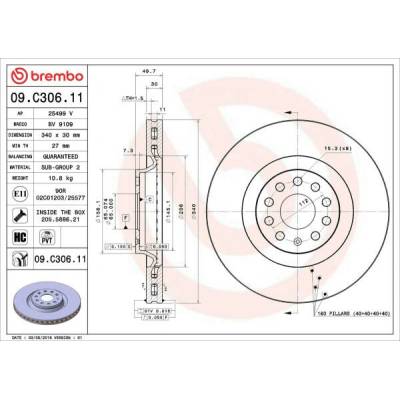 Brzdový kotúč BREMBO 09.C306.11