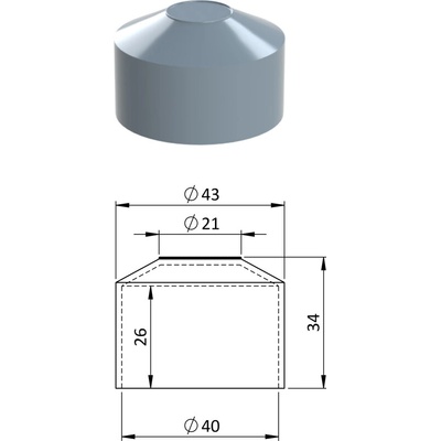 Vnější krytka kulatá ø 40 mm, plastová PE, šedá