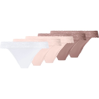 esmara Dámské kalhotky s krajkou Tanga 5 kusů tmavě růžová světle růžová bílá – Zbozi.Blesk.cz