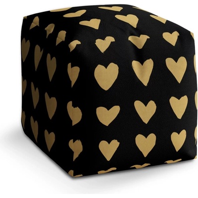 Sablio Taburet Kostka Zlatá srdíčka: 40x40x40 cm