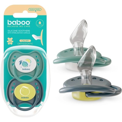 Baboo Soothers Silicone Orthodontic with Case биберон Lagoon Fiesta 6-12 m 2 бр