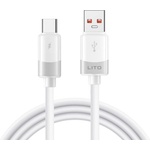 Lito - Кабел за данни с течен силикон (LD07) - USB към Type-C, бързо зареждане 60W, защита от замръзване, защита от огън - бял