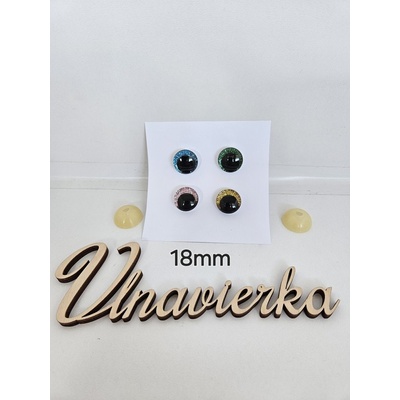 Oči s pojistkou glitrové 18mm mix fareb