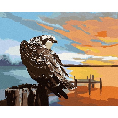 Zuty Malování Podle Čísel Orel Molo A Západ Slunce D. Rusty Rust 80 x 100 cm Plátno Rám