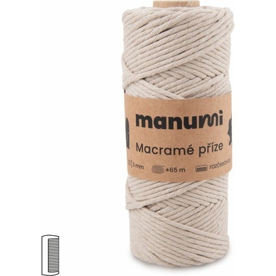 Manumi Macramé priadza stáčaná 3mm piesková - 1 ks