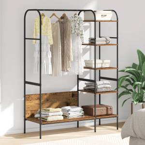 vidaXL Държач за дрехи Кафяв дъб 120 x 44 x 160 см Инженерна дървесина (868449)