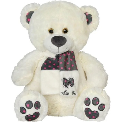 Амек Тойс Плюшена играчка Амек Тойс - Мече с пепитен шал, 30 cm, бяло (040118-1)