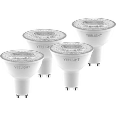 Комплект 4 интелигентни крушки LED Yeelight YLDP004-4, Wi-Fi, Димиращи, GU10, 4.8W, 350 лумена, Топла светлина (2700K), Съвместими с Google Assistant/SmartThings/Amazon Alexa (YLDP004-4)