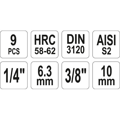 Sada bitů 9ks (CrV 6150) Yato