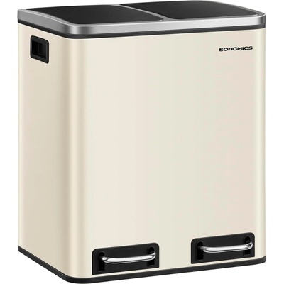 SongmicsHome SORT 30 l, 2 × 15 l, béžová/strieborná/čierna LTB30A02