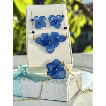 Meganflo Комплект тъмно синя хортензия с гривна