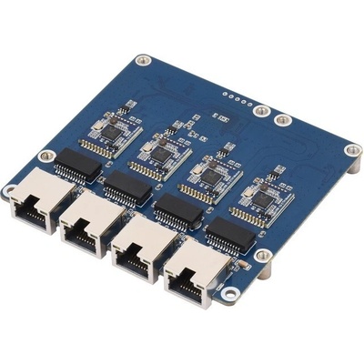 Waveshare PCIe modul so 4× gigabitovým portom pre Raspberry Pi 5