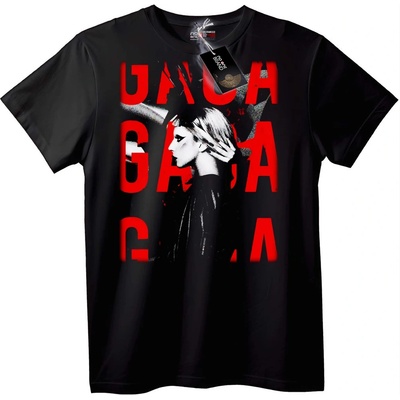 NOONEBRAND Тениска Gaga с Червени Букви - S, Black