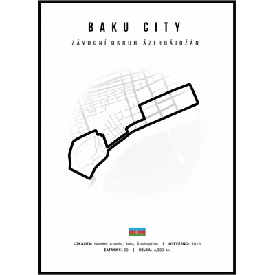 Jen tak z lásky Plakát Závodní okruhy Rozměr plakátu: 40 x 50 cm, Závodní okruh: Baku city, Barevná varianta: Bílá