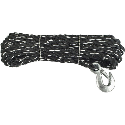 CONNEX PP stáčané viacúčelové lano 3-pramenné, 14 mm × 10 m, biela/čierna, hák DY2701351