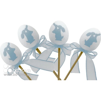 BD-TOVA Bílé vajíčko s modrým zajíčkem zápich 4 ks