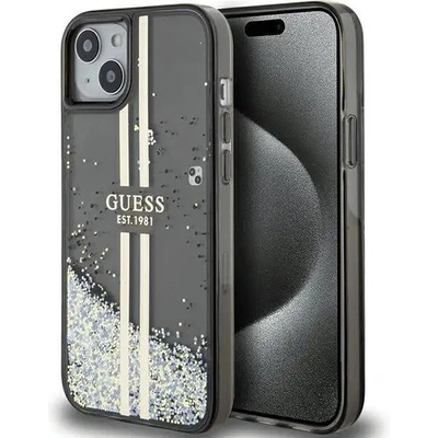 GUESS Кейс Guess Liquid Glitter Gold Stripes за iPhone 15 Plus / 14 Plus, черен (GUE003524-0)
