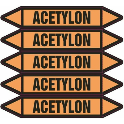 Grafiko | Acetylen - dle ČSN 13 0072 - Materiál fólie s ochrannou laminací, Rozměr aršík 5ks šipka 250x52mm