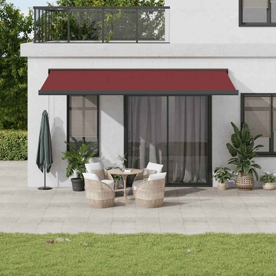 vidaXL Automatická zatahovací markýza burgundská 500 x 300 cm