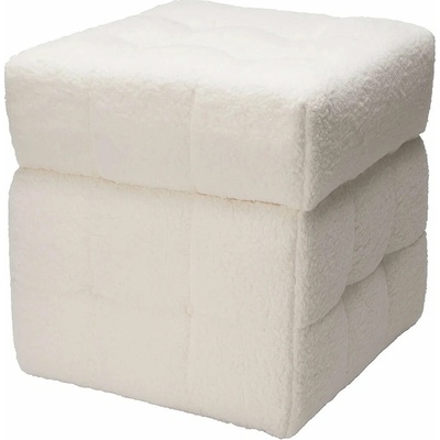 Home Styling Collection Taburet s úložným prostorem SQUARE, potah „beránek“, 38 × 38 × 37 cm, bílý