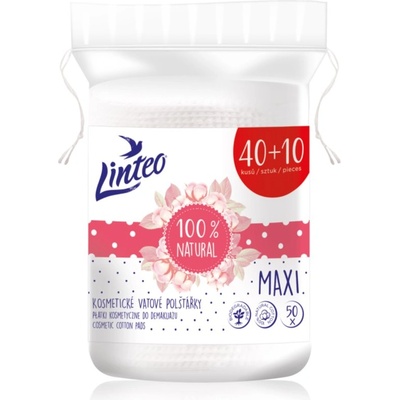 Linteo Natural Cotton Pads тампони за почистване на грим Maxi 40 + 10ks 50 бр