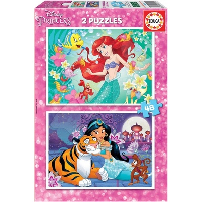 Educa Disney princezny: Ariel a Jasmína 2 x 48 dílků