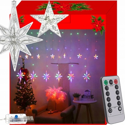 Malatec 17228 Světelný závěs hvězdy vločky 138 LED USB dálkové ovládání multikolor